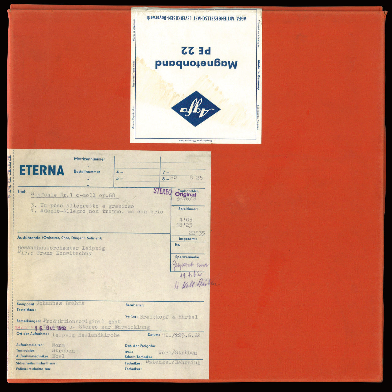 Revox Master Tape, JOHANNES BRAHMS - SYMPHONY NO. 1