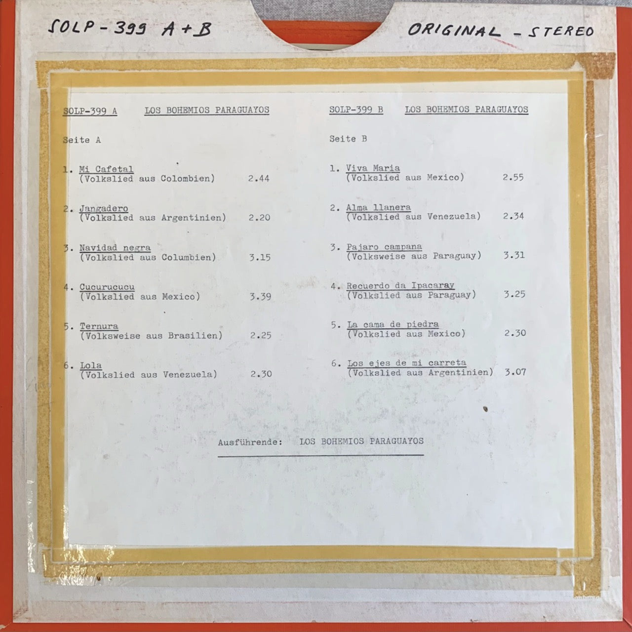 Revox Master Tape, LOS BOHEMIOS PARAGUAYOS