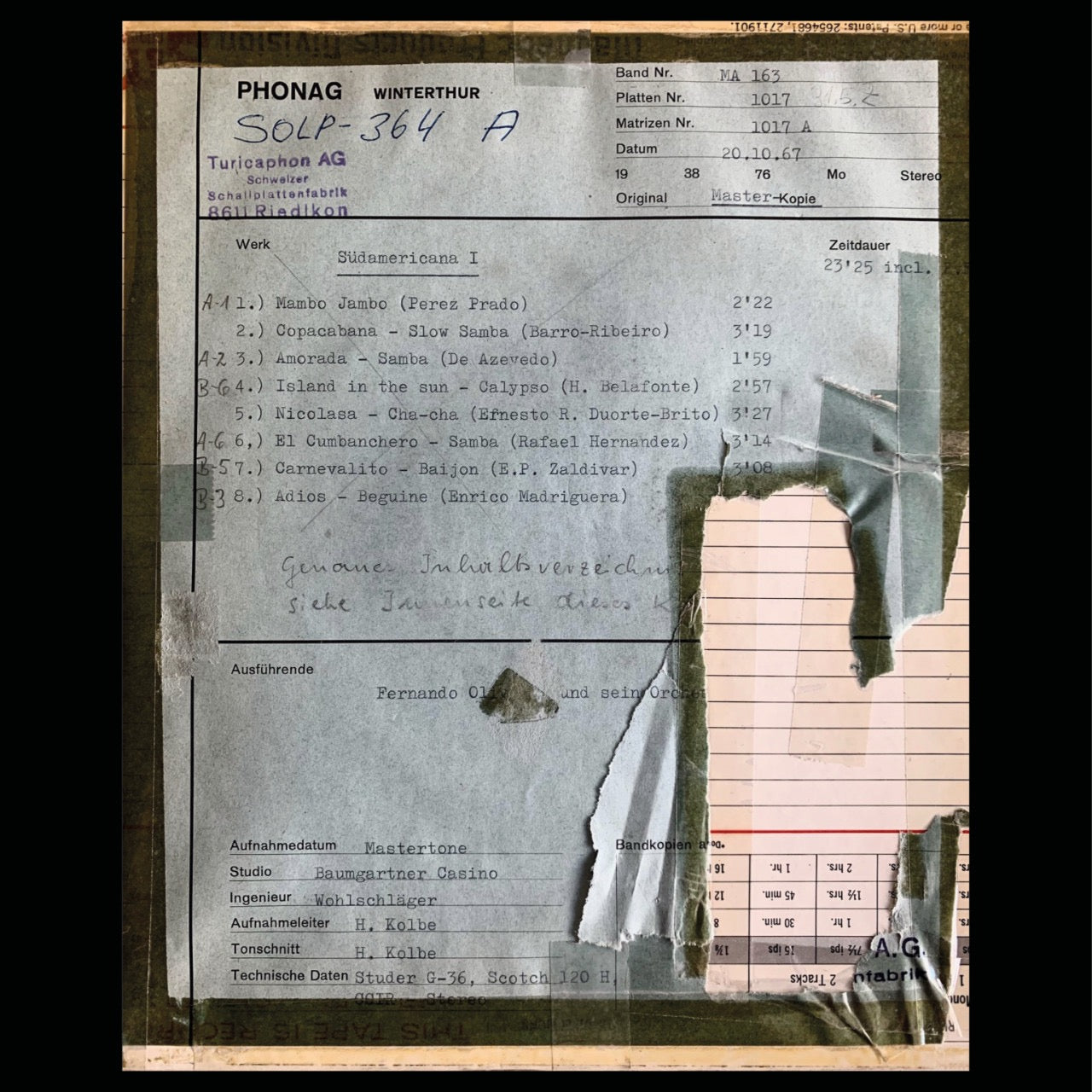 Revox Master Tape, SÜDAMERICANA BY FERNANDO OLIVEIRA & ORCHESTRA