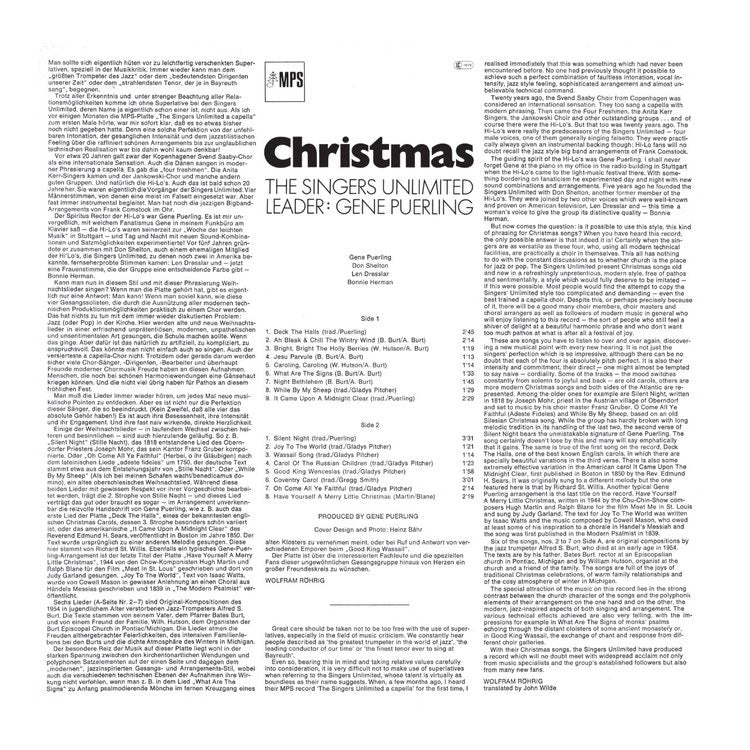 Revox Master Tape, SINGERS UNLIMITED - CHRISTMAS