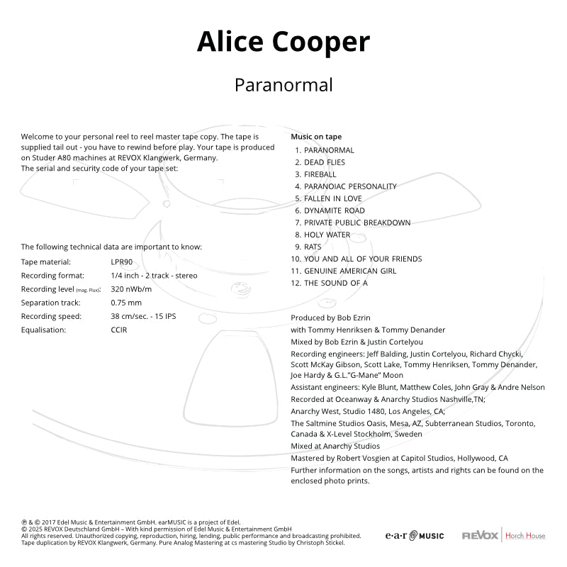 MASTER VINYL ALICE COOPER - PARANORMAL