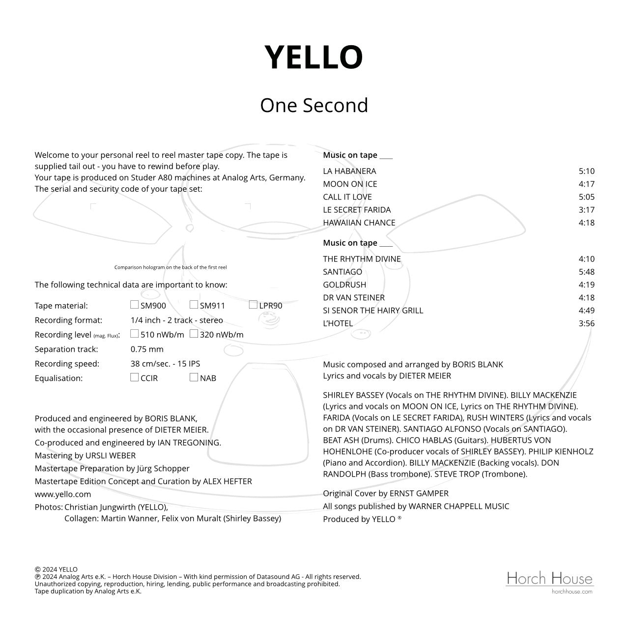 Revox Master Tape, YELLO - ONE SECOND