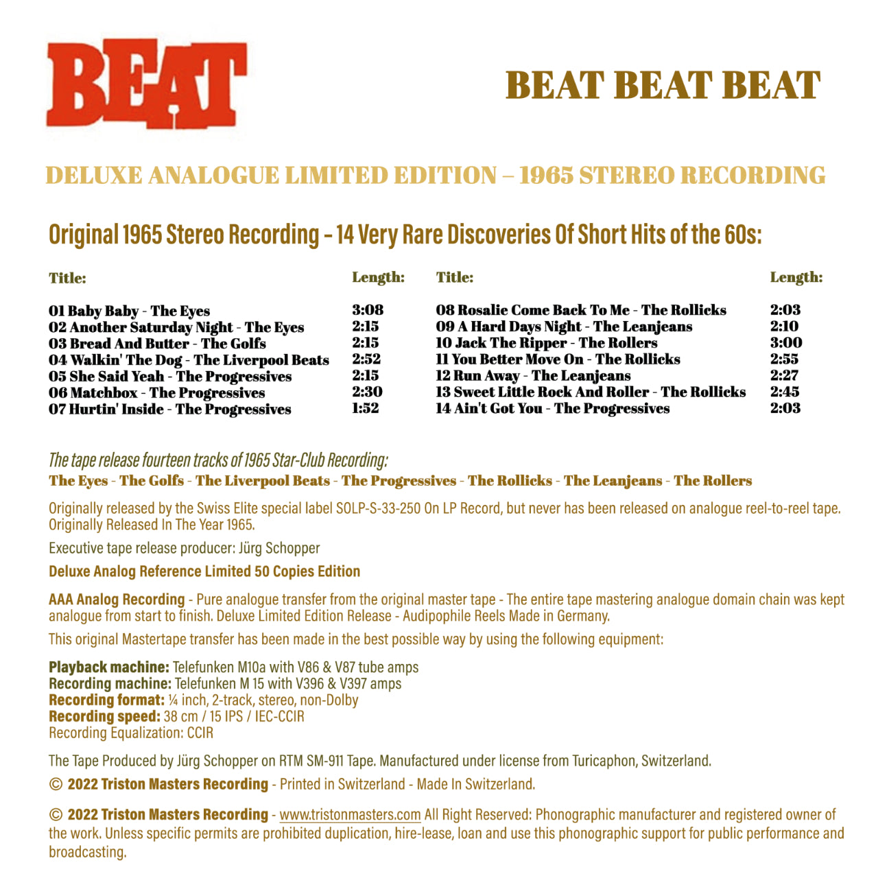 Revox Master Tape, VARIOUS - BEAT BEAT BEAT