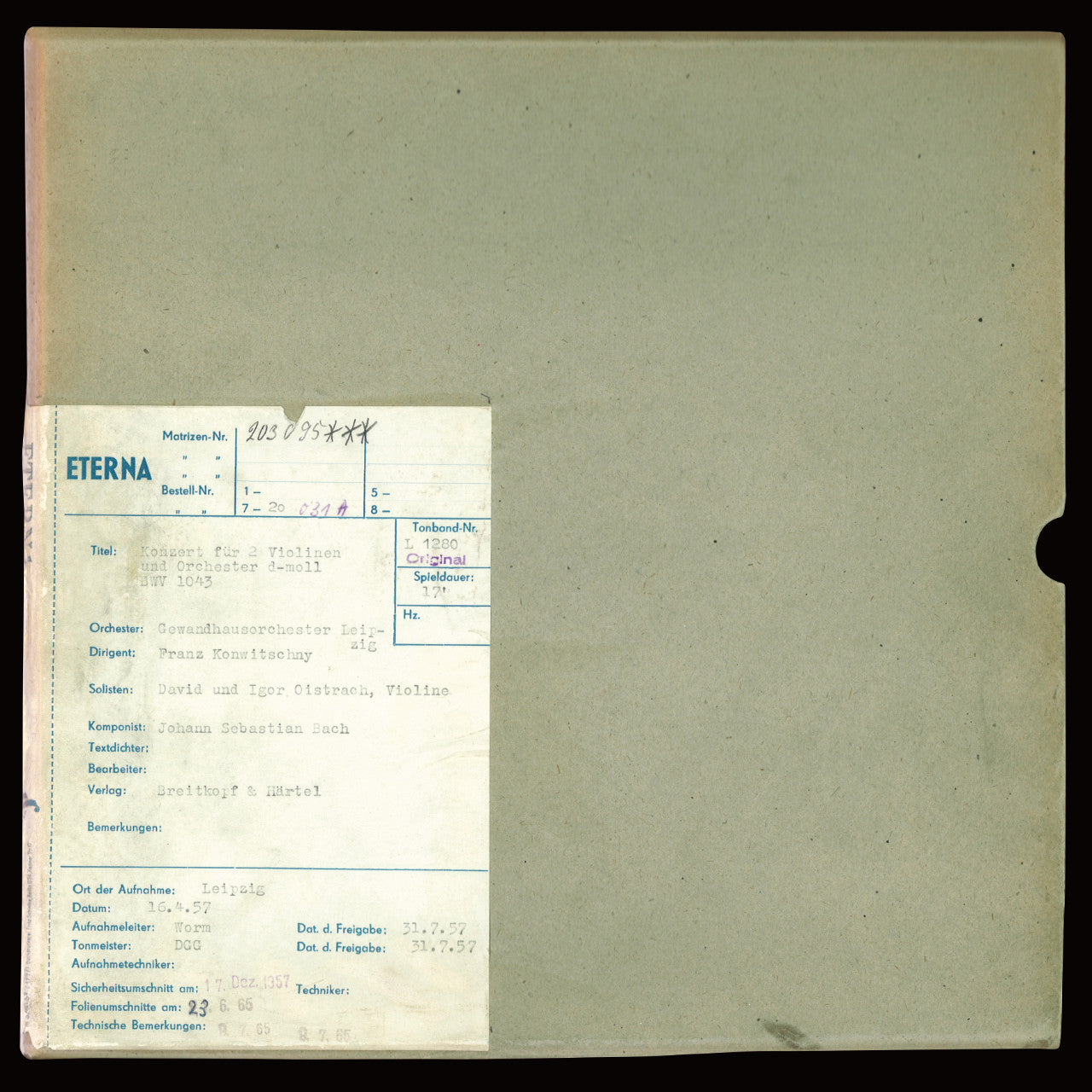 Revox Master Tape, DAVID & IGOR OISTRACH - BACH CONCERTO / VIVALDI CONCERTO