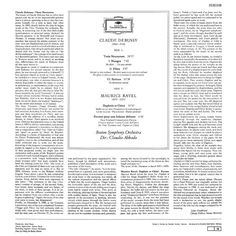 Revox Master Tape, DEBUSSY – TROIS NOCTURNES – RAVEL – DAPHNIS ET CHLOÉ