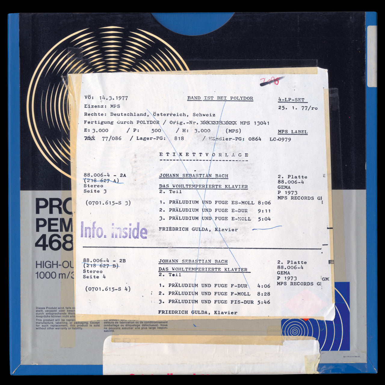 Revox Master Tape, FRIEDRICH GULDA - THE WELL-TEMPERED CLAVIER - PART 2/2 - TAPE 7+8