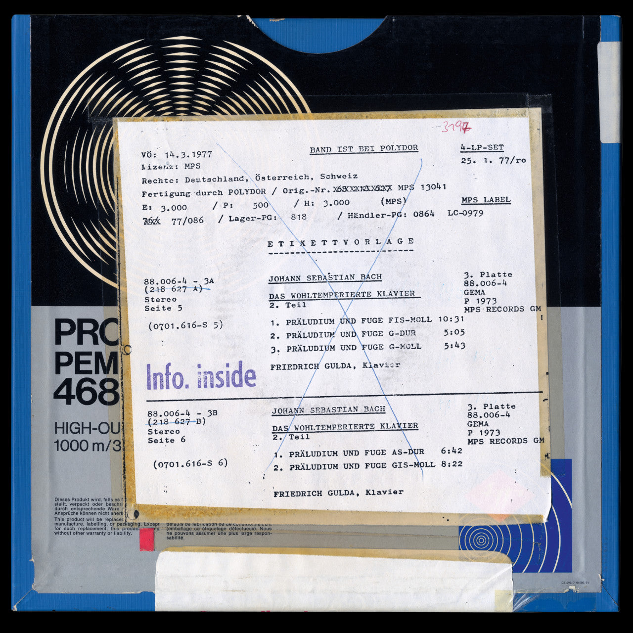 Revox Master Tape, FRIEDRICH GULDA - THE WELL-TEMPERED CLAVIER - PART 2/3 - TAPE 9+10