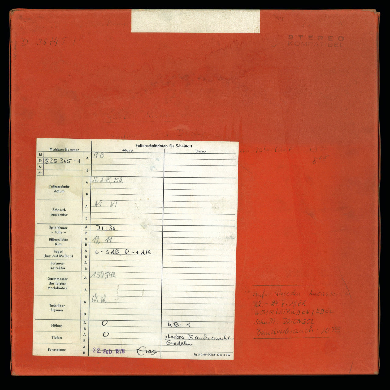 Revox Master Tape, GUSTAV MAHLER - SYMPHONY NO. 1 D MAJOR