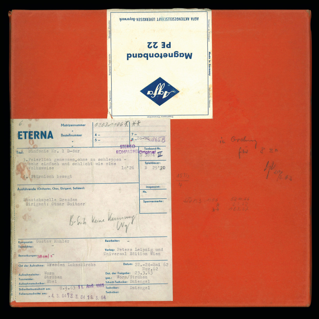Revox Master Tape, GUSTAV MAHLER - SYMPHONY NO. 1 D MAJOR