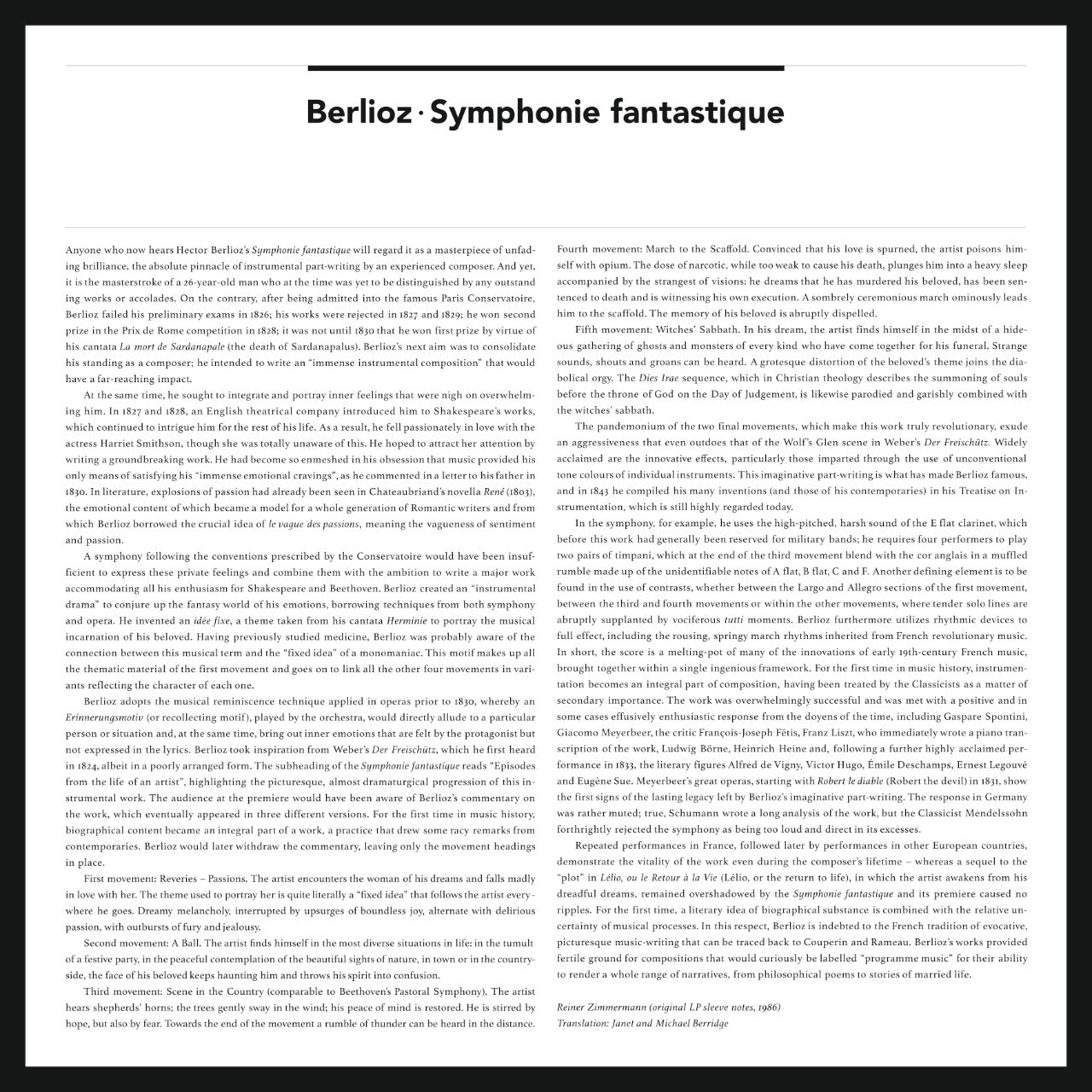 Revox Master Tape, HECTOR BERLIOZ - SYMPHONIE FANTASTIQUE, OP. 14