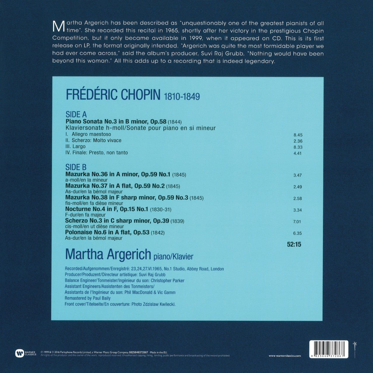 Revox Master Tape, MARTHA ARGERICH - CHOPIN