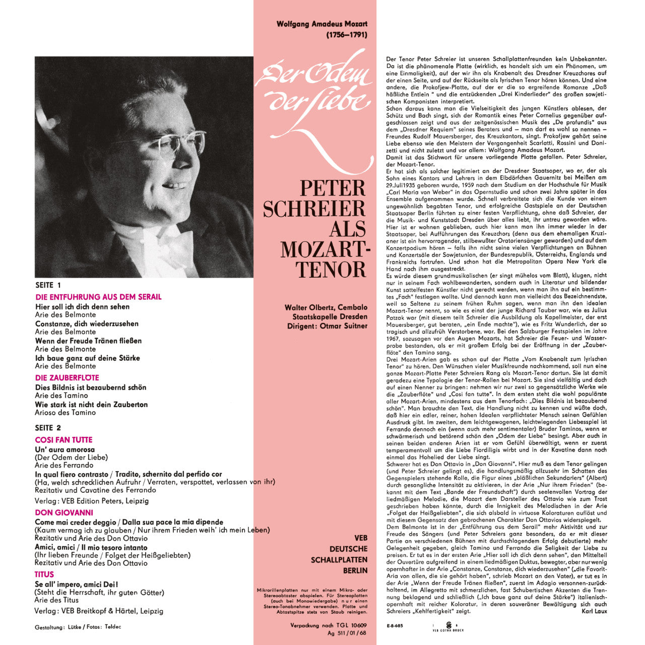 Revox Master Tape, MOZART - DER ODEM DER LIEBE - PETER SCHREIER