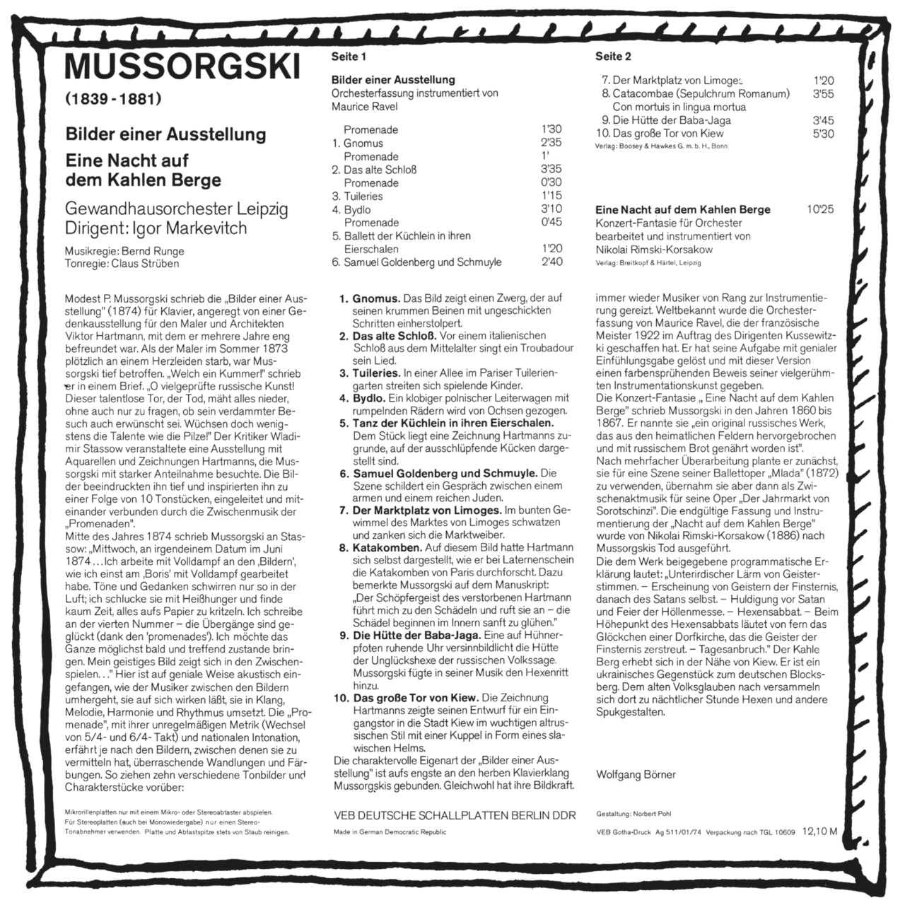 Revox Master Tape, MUSSORGSKI - PICTURES AT AN EXHIBITION - NIGHT ON BOLD MOUNTAIN