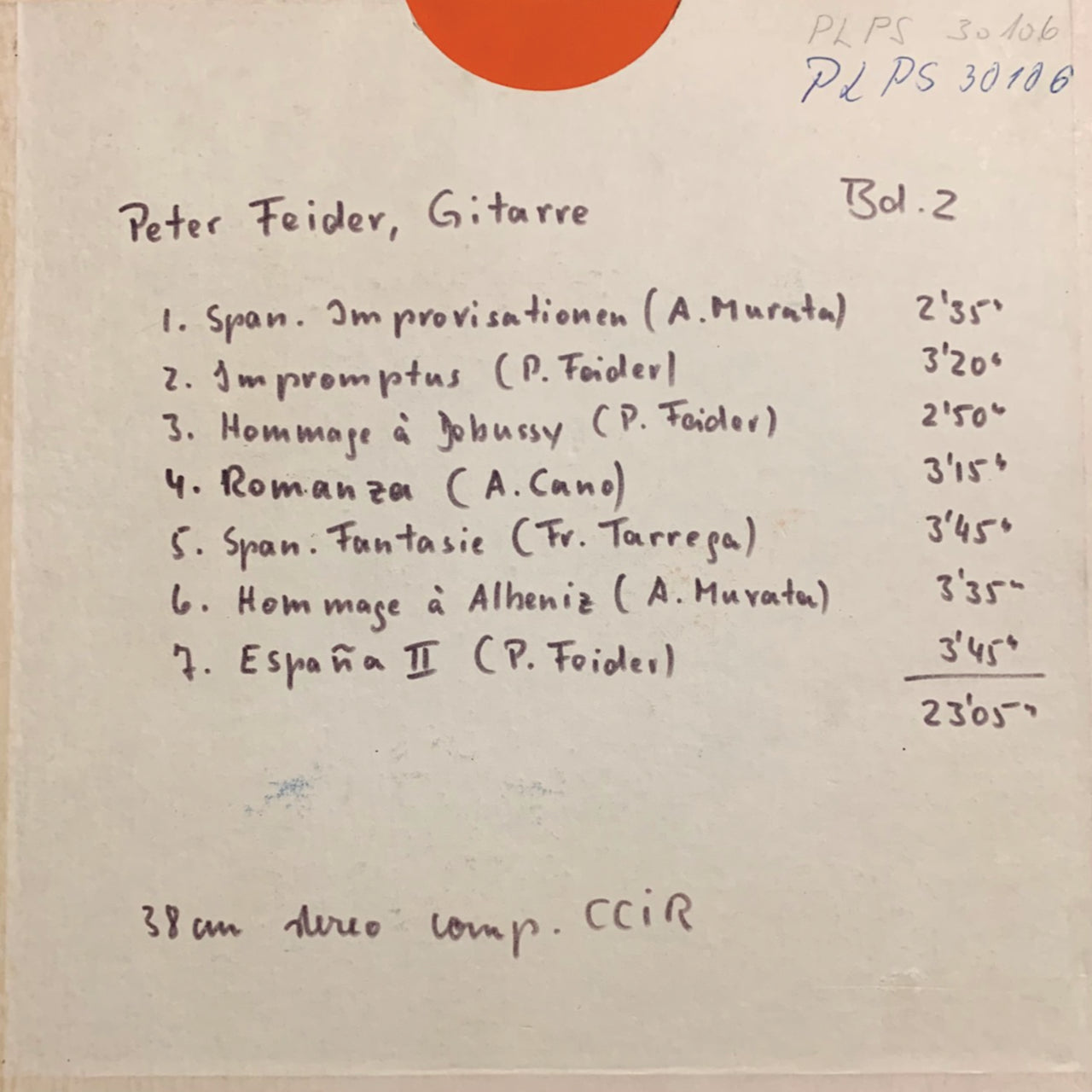 Revox Master Tape, PETER FEIDER - KONZERTGITARRE