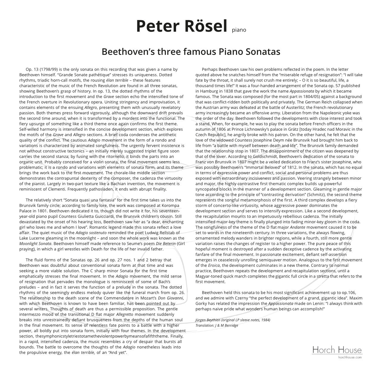 Revox Master Tape, PETER RÖSEL - BEETHOVEN-SONATEN