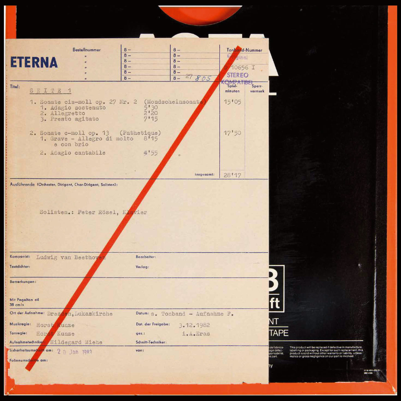 Revox Master Tape, PETER RÖSEL - BEETHOVEN-SONATEN