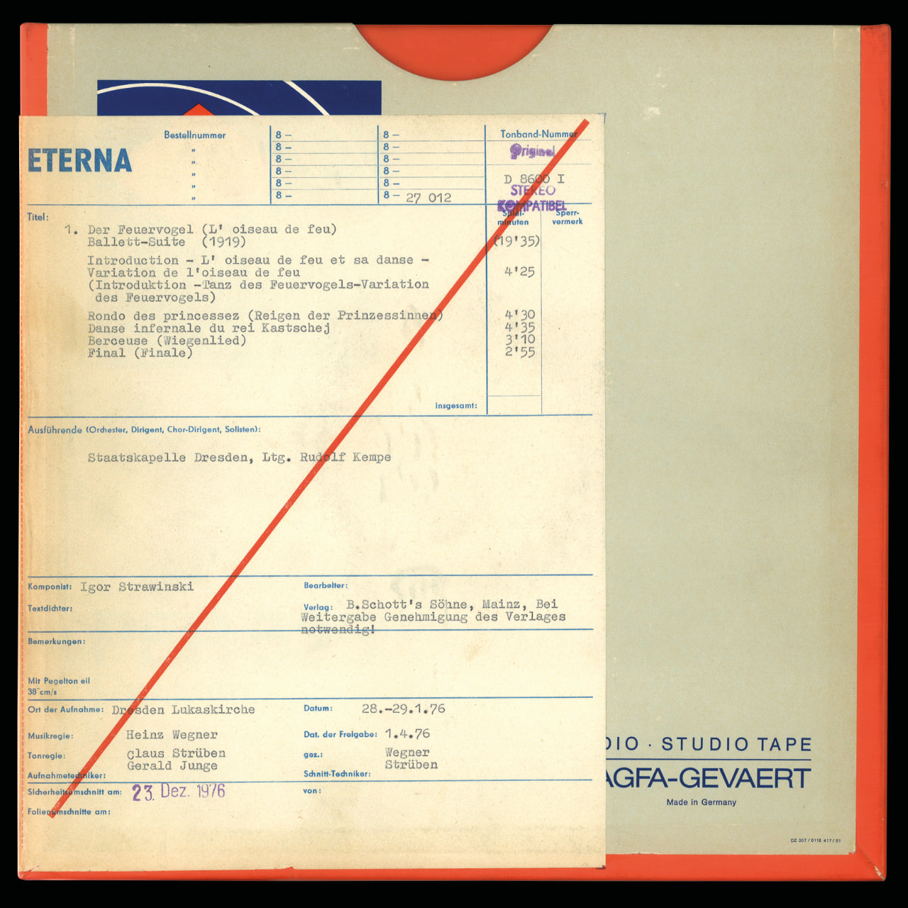Revox Master Tape, STRAWIŃSKI - DER FEUERVOGEL / BRITTEN - SINFONIA DA REQUIEM, OP. 20