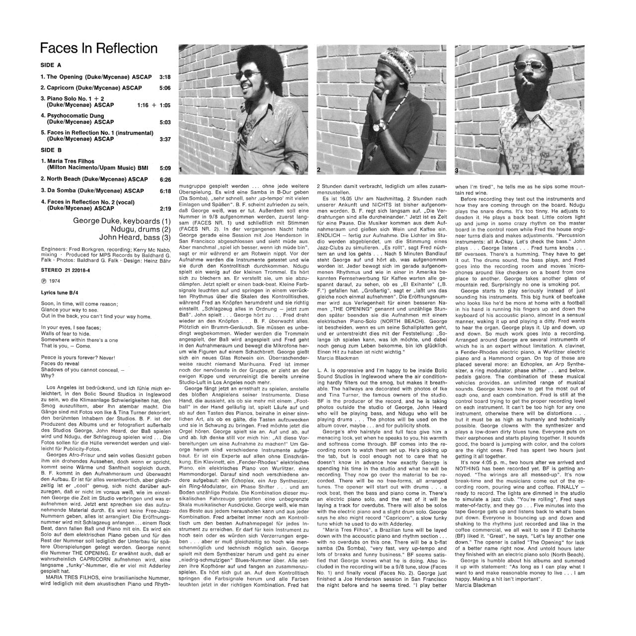 Revox Master Tape, GEORGE DUKE - FACES IN REFLECTION
