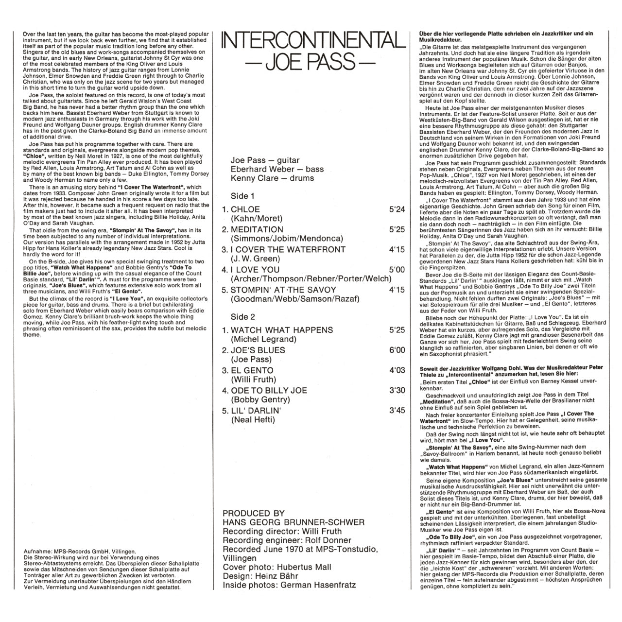Revox Master Tape, JOE PASS - INTERCONTINENTAL