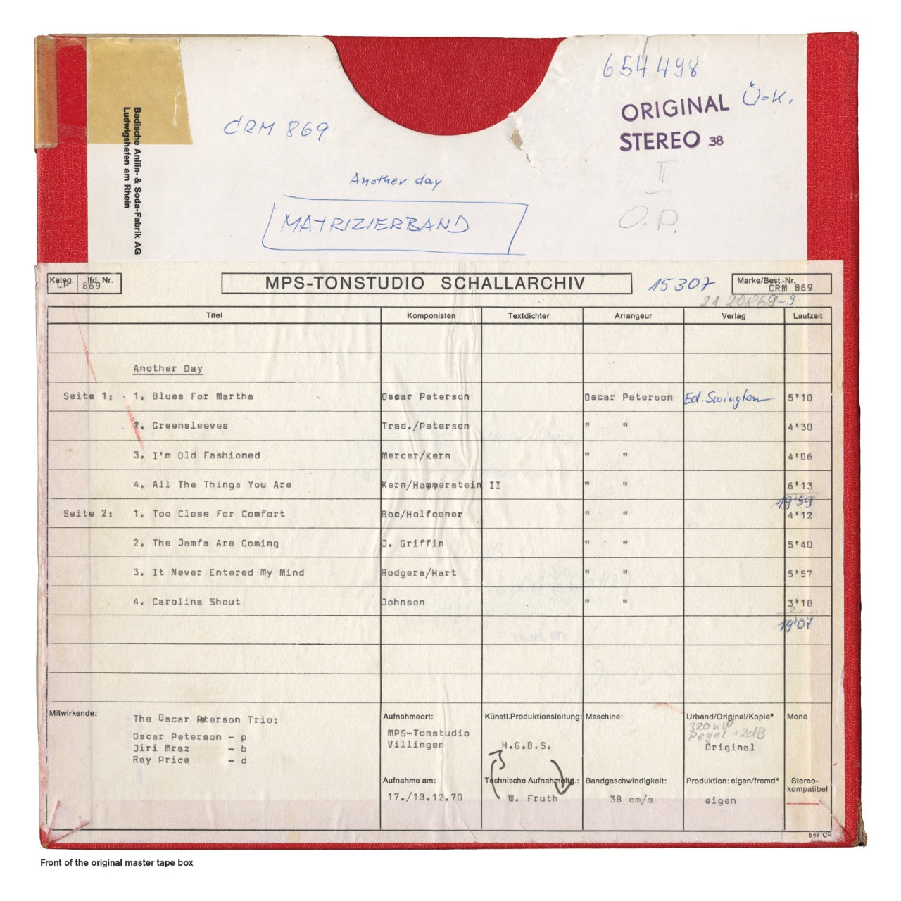 Revox Master Tape, OSCAR PETERSON - ANOTHER DAY