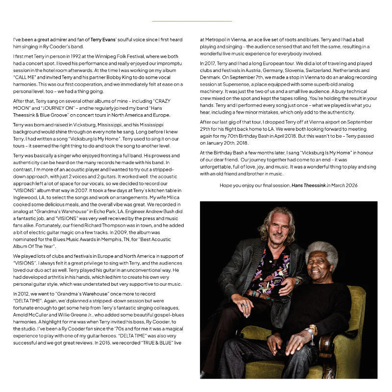 Horchhaus Master Vinyl, HANS THEESSINK & TERRY EVANS- THE ANALOG SESSION VIENNA