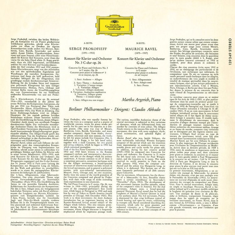 Revox Master Tape, SERGE PROKOFIEFF KONZERT NR. 3 C-DUR - MAURICE RAVEL - KLAVIERKONZERT G-DUR