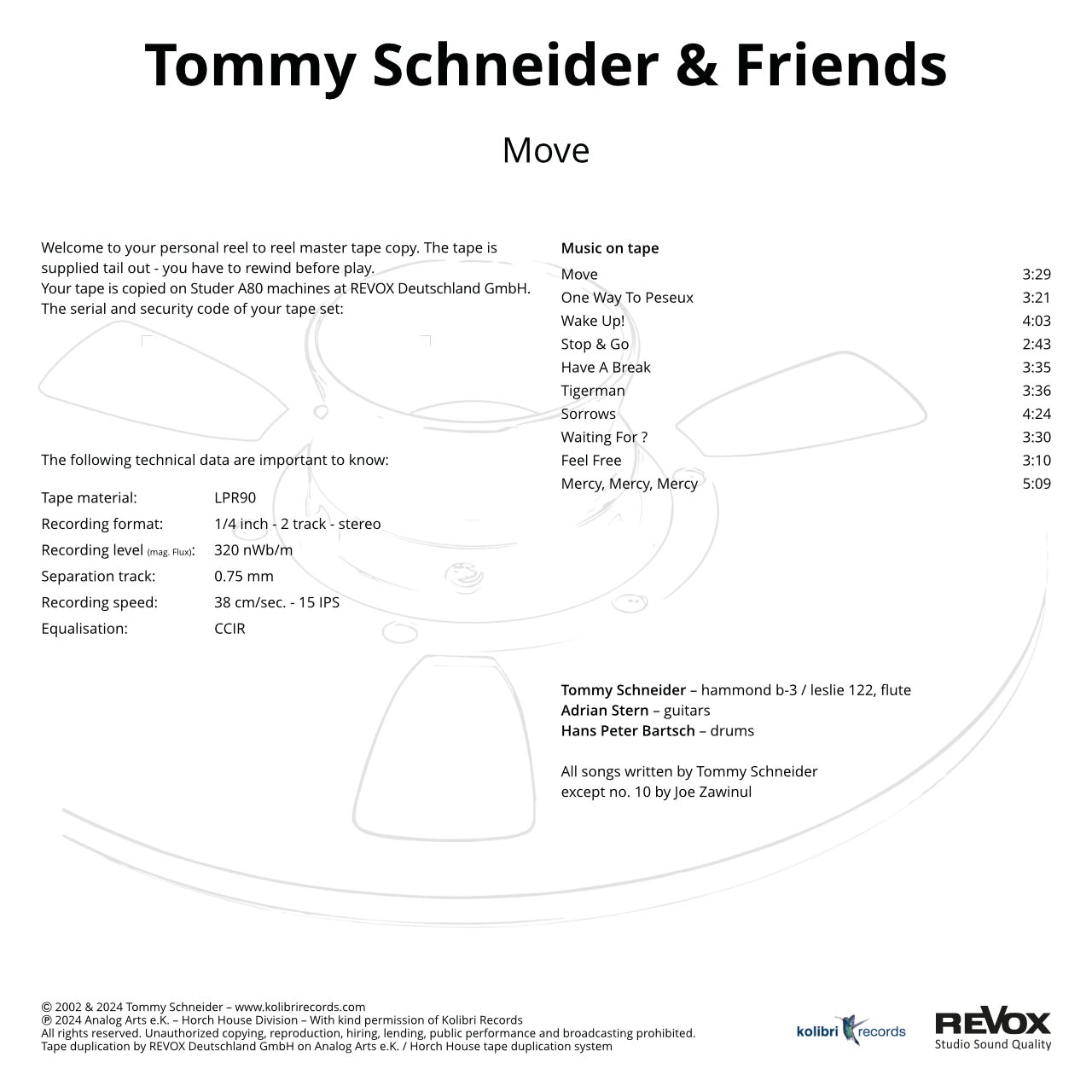 Revox Master Tape, TOMMY SCHNEIDER - MOVE