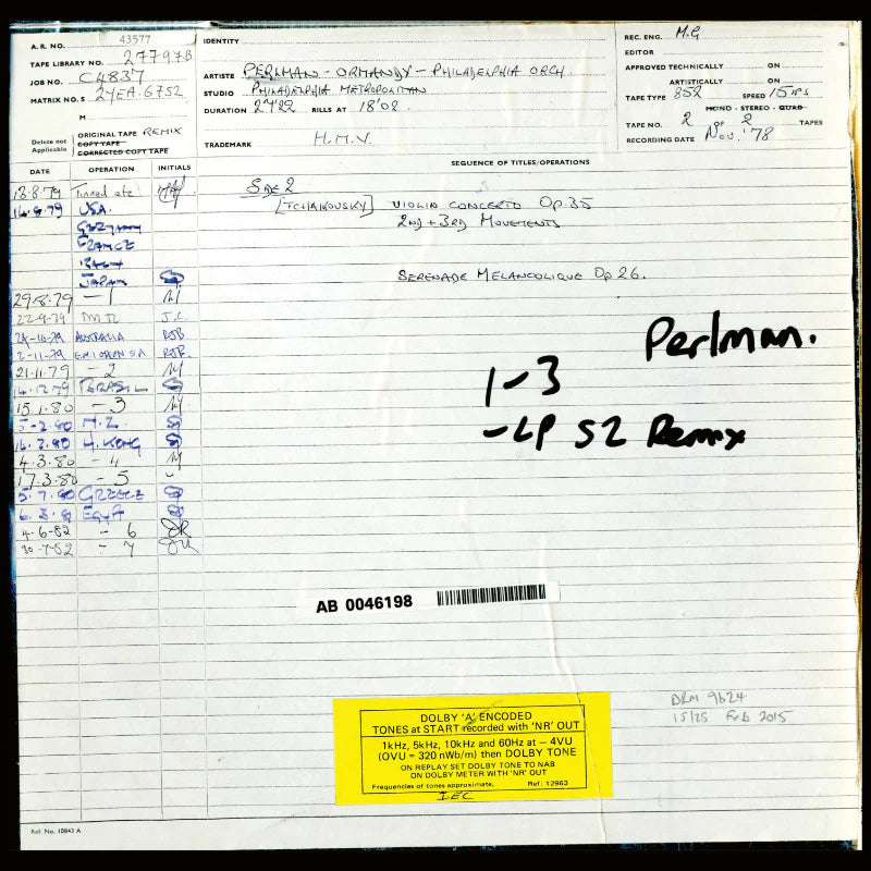 Revox Master Tape, ITZHAK PERLMAN - Tschaikowski Violinenkonzert