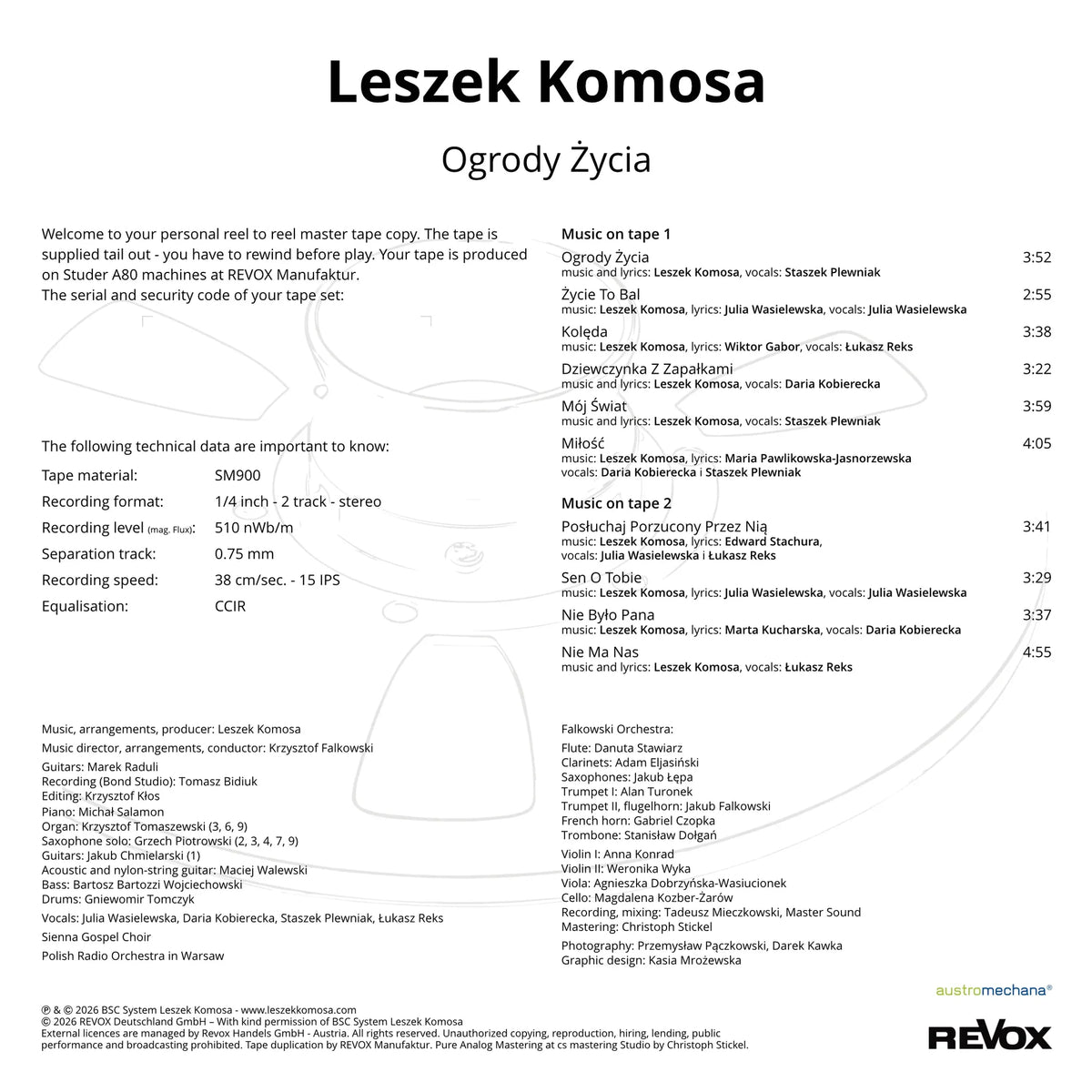 Revox Master Tape, LESZEK KOMOSA - OGRODY ŻYCIA