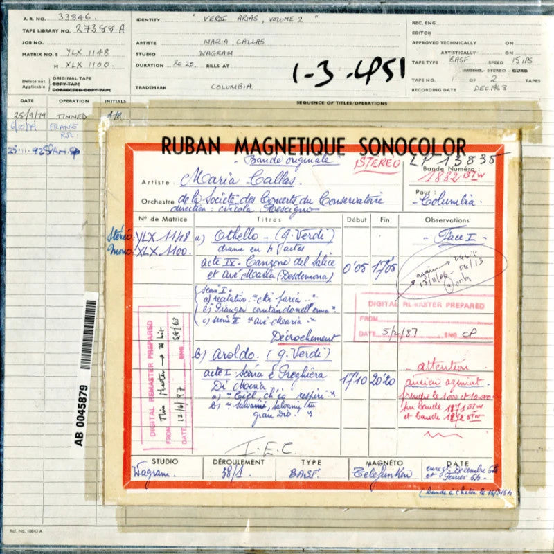 Revox Studio Master Tape, MARIA CALLAS - VERDI ARIEN
