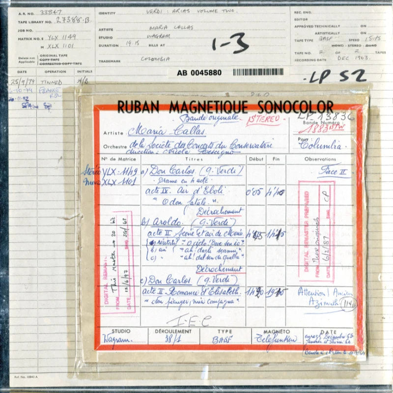 Revox Studio Master Tape, MARIA CALLAS - VERDI ARIEN