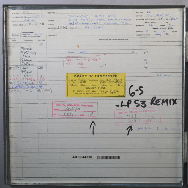Revox Studio Master Tape, TSCHAIKOWSKI - SCHWANENSEE