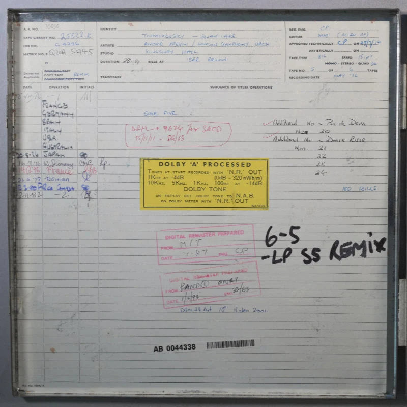 Revox Studio Master Tape, TSCHAIKOWSKI - SCHWANENSEE