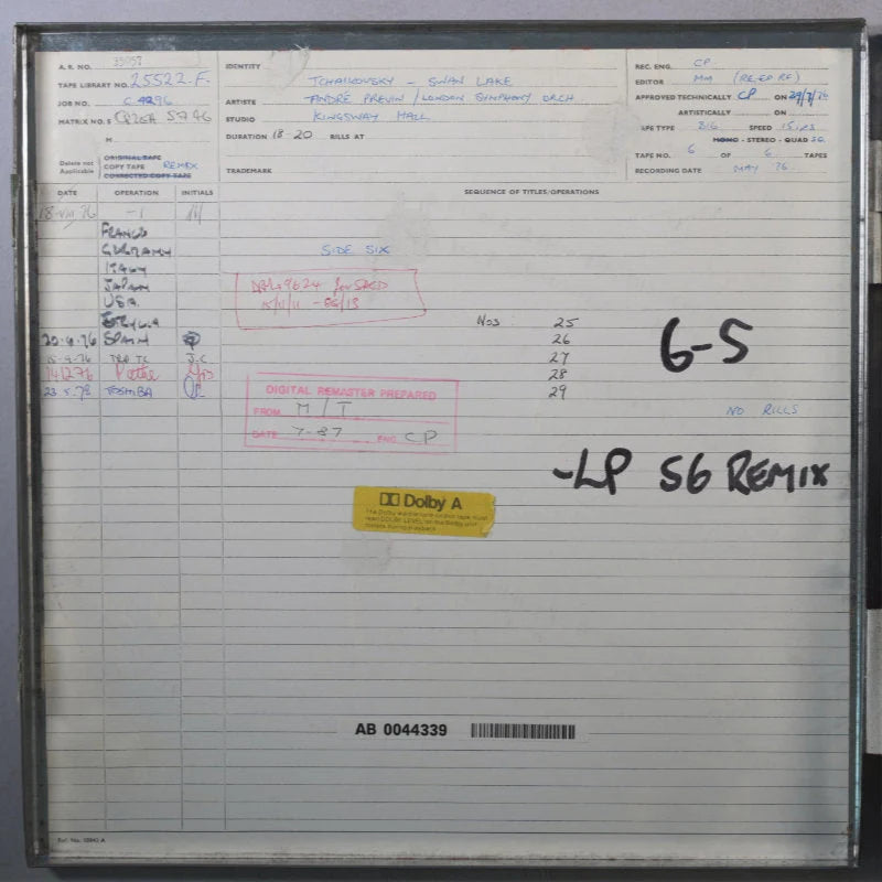 Revox Studio Master Tape, TSCHAIKOWSKI - SCHWANENSEE