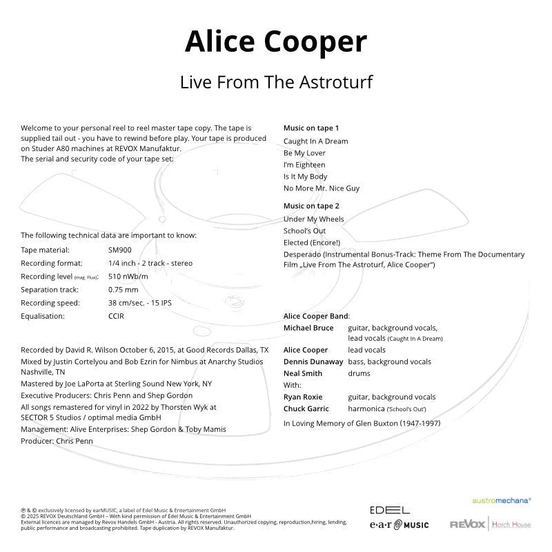 Revox Master Tape, ALICE COOPER BAND - LIVE FROM THE ASTROTURF