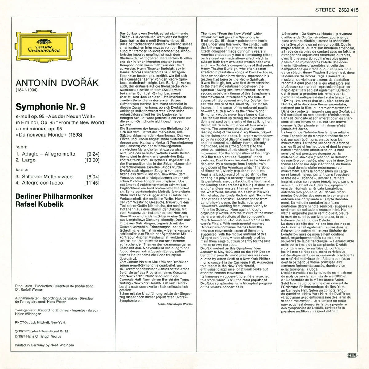 Revox Master Tape, ANTONÍN DVOŘÁK - SYMPHONY NR. 9 AUS DER NEUEN WELT