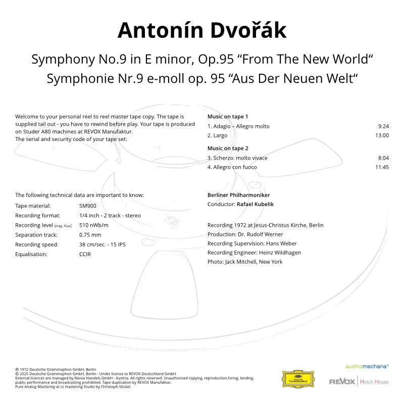 Revox Master Tape, ANTONÍN DVOŘÁK - SYMPHONY NR. 9 AUS DER NEUEN WELT