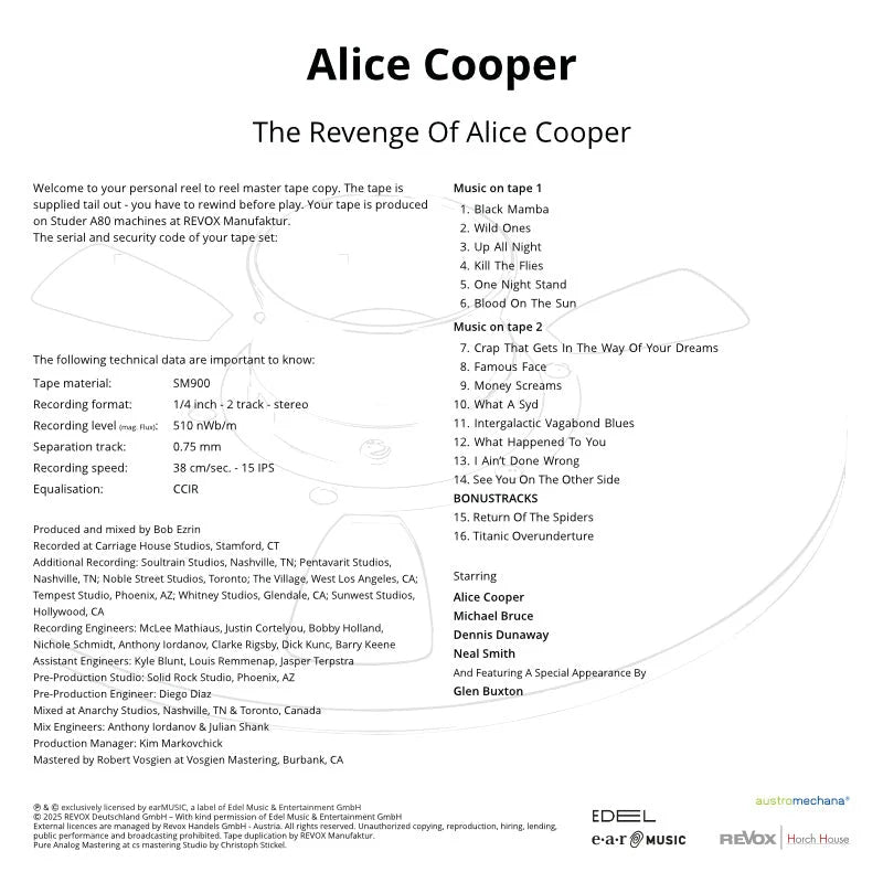 Revox Master Tape, ALICE COOPER - THE REVENGE OF ALICE COOPER