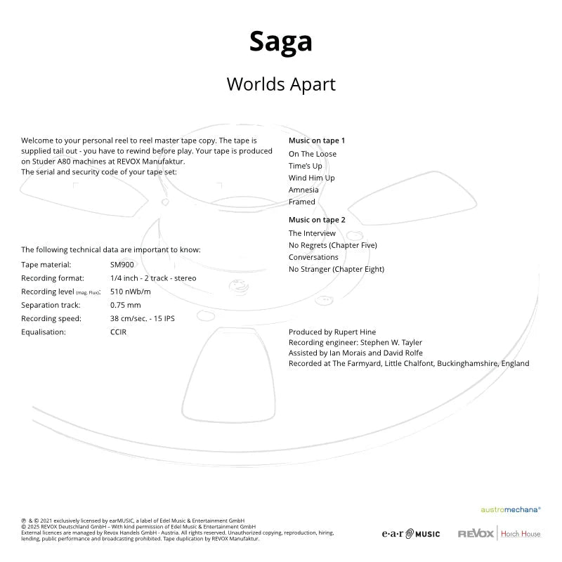 Revox Master Tape, SAGA - WORLDS APART