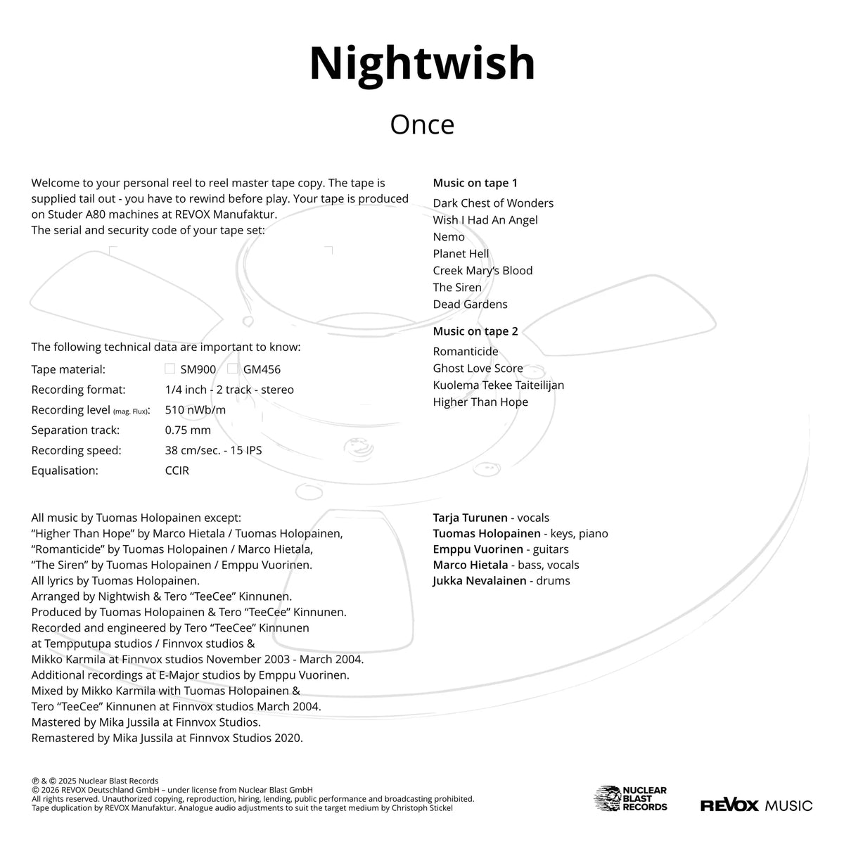 Revox Master Tape, NIGHTWISH - ONCE