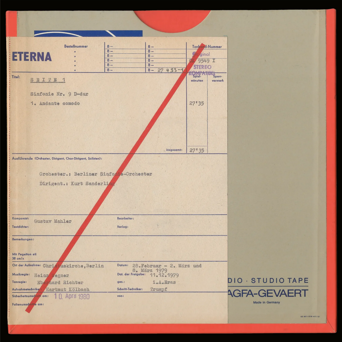 Revox Master Tape, GUSTAV MAHLER - SINFONIE NR. 9