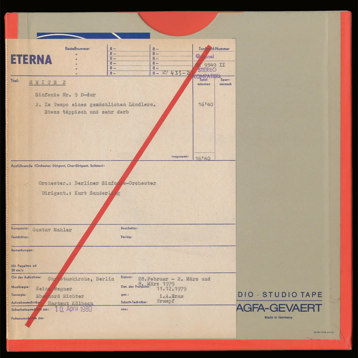 Revox Master Tape, GUSTAV MAHLER - SINFONIE NR. 9