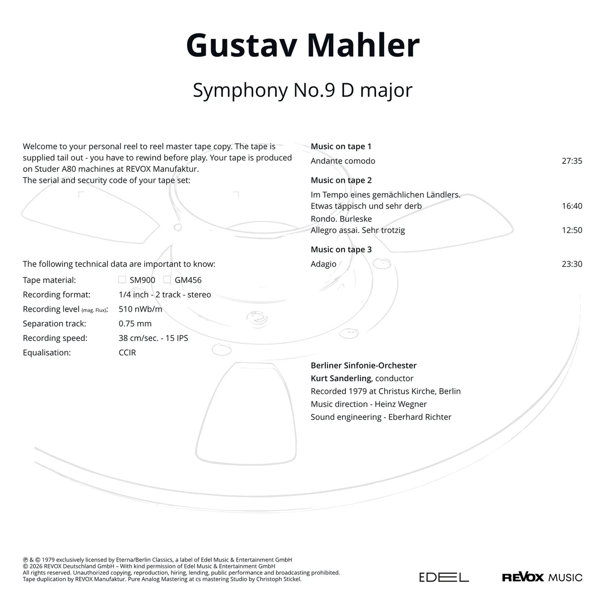 Revox Master Tape, GUSTAV MAHLER - SINFONIE NR. 9