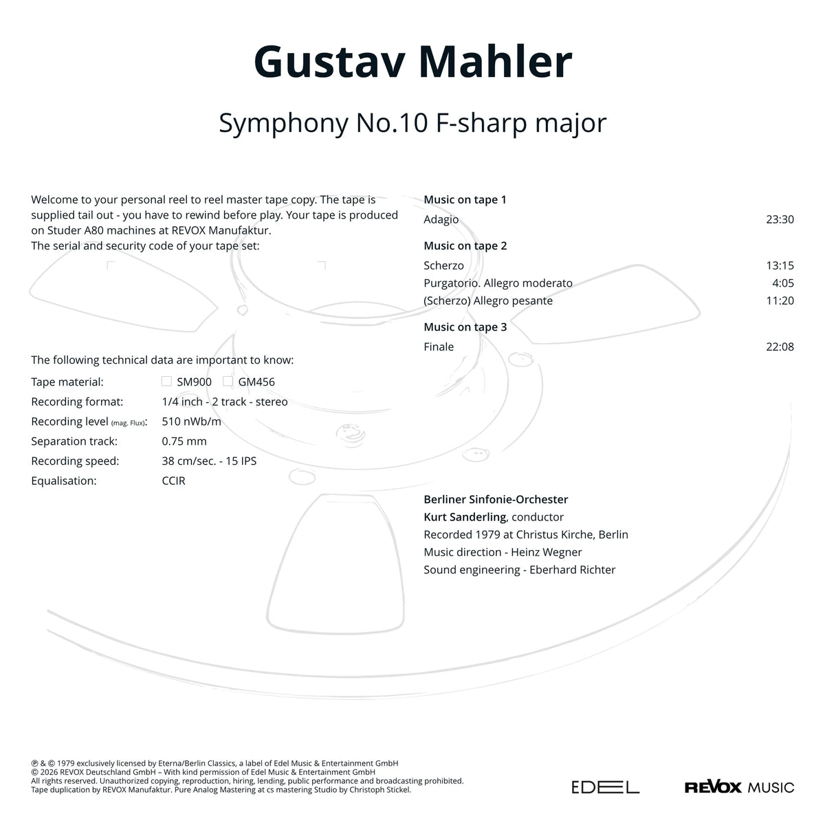 Revox Master Tape, GUSTAV MAHLER - SINFONIE NR. 10
