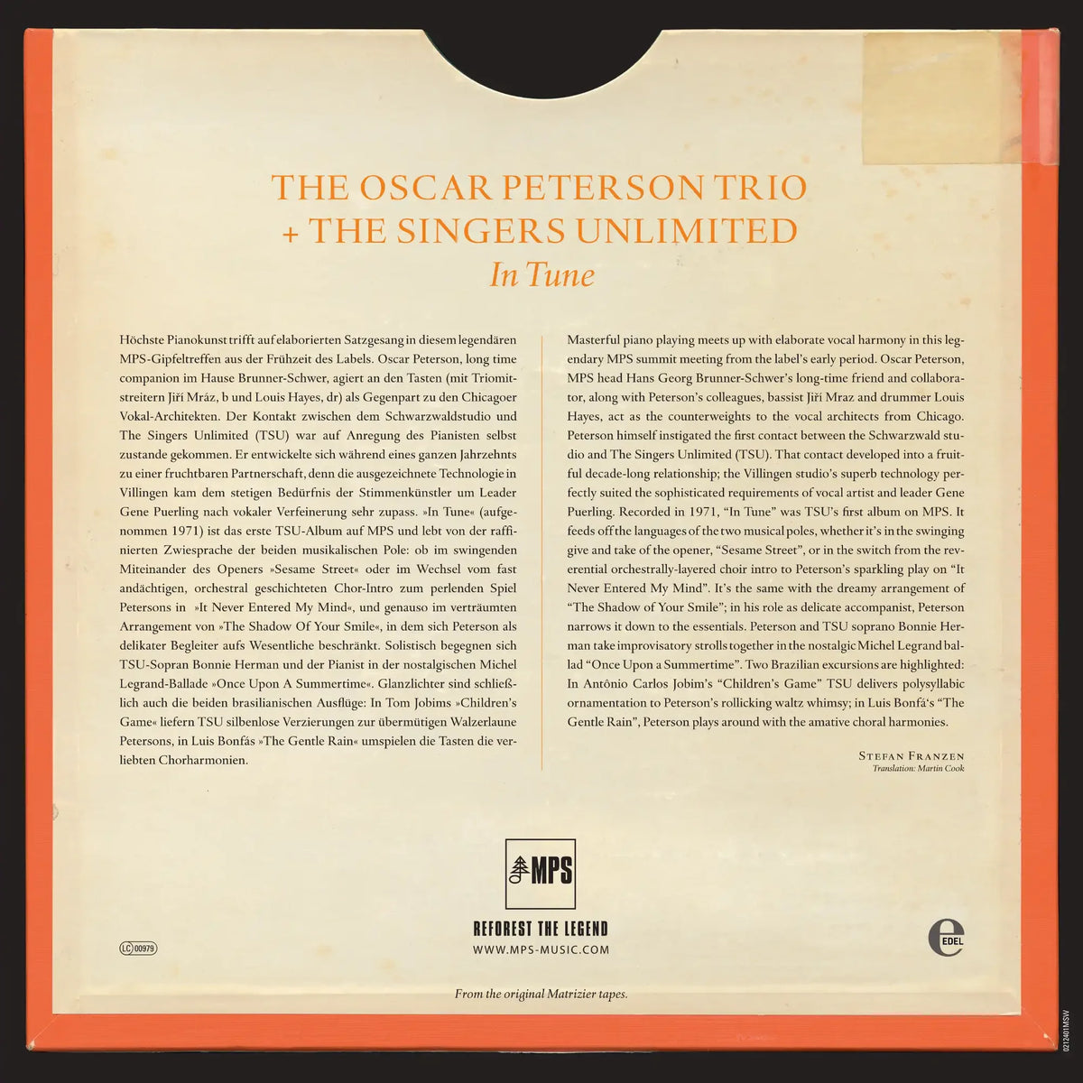 Revox Master Tape, OSCAR PETERSON - THE SINGERS UNLIMITED - INTUNE