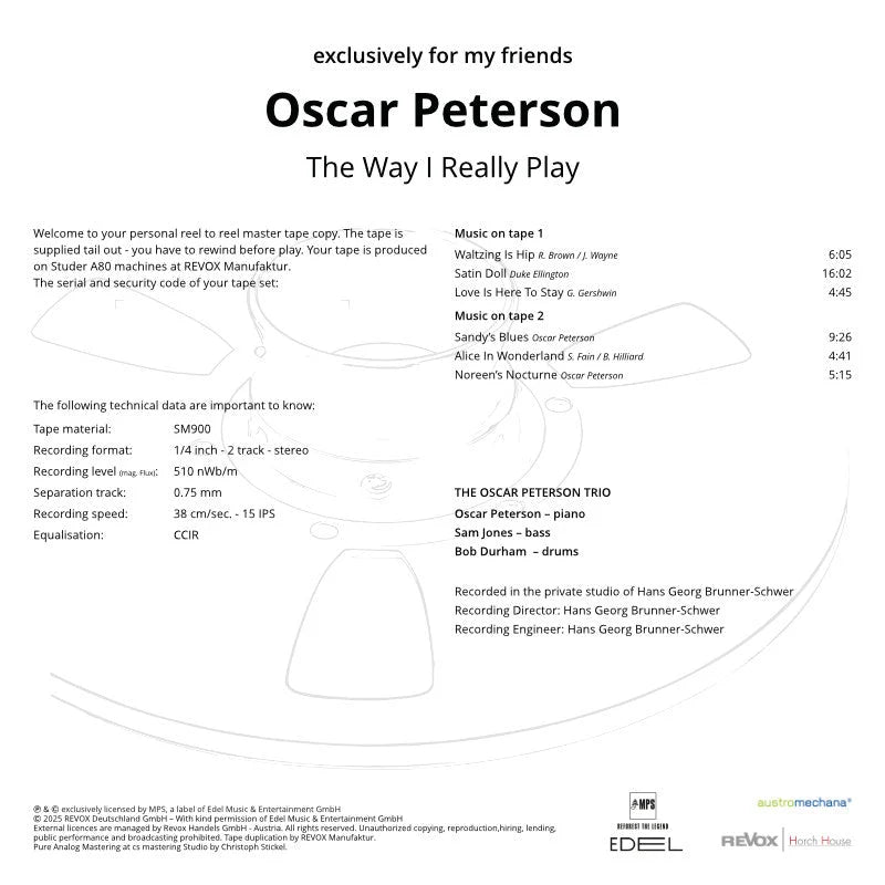 Revox Master Tape, OSCAR PETERSON - THE WAY I REALLY PLAY