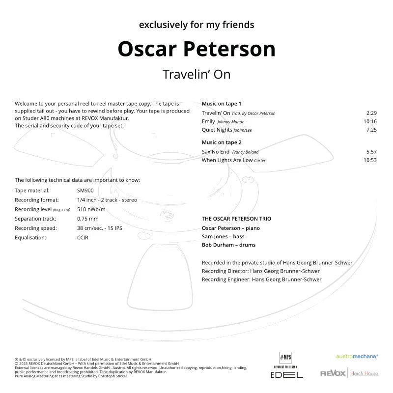 Revox Master Tape, OSCAR PETERSON - TRAVELIN' ON