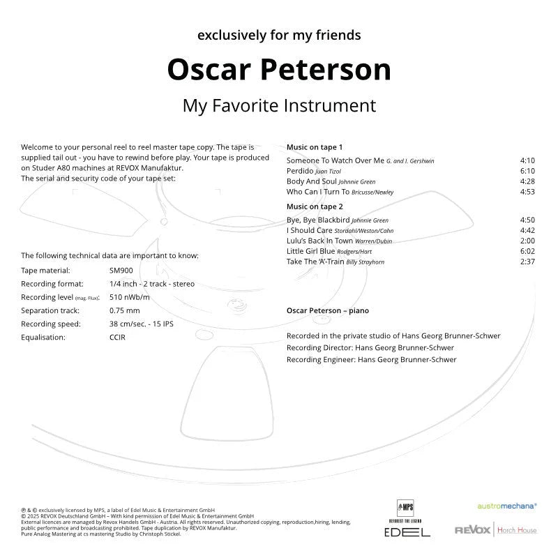 Revox Master Tape, OSCAR PETERSON - MY FAVORITE INSTRUMENT