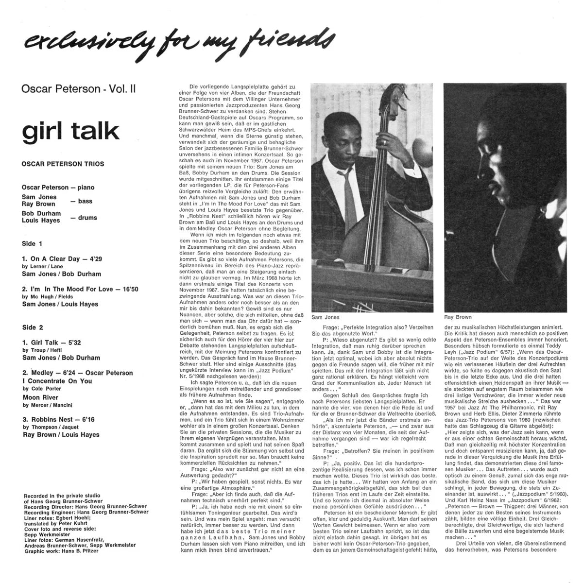 Revox Master Tape, OSCAR PETERSON - GIRL TALK