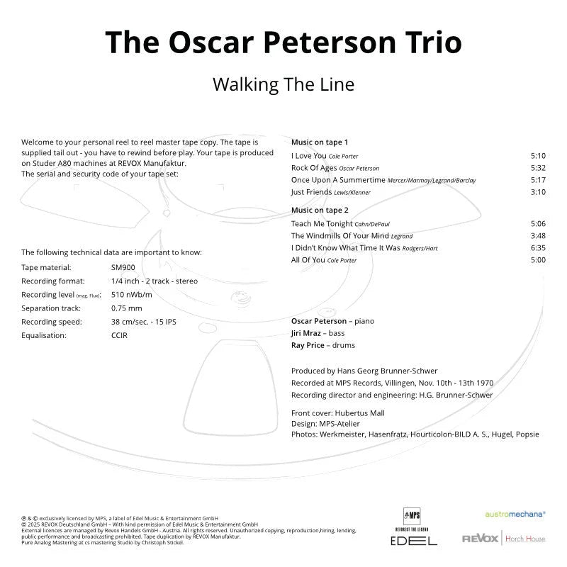 Revox Master Tape, OSCAR PETERSON - WALKING THE LINE